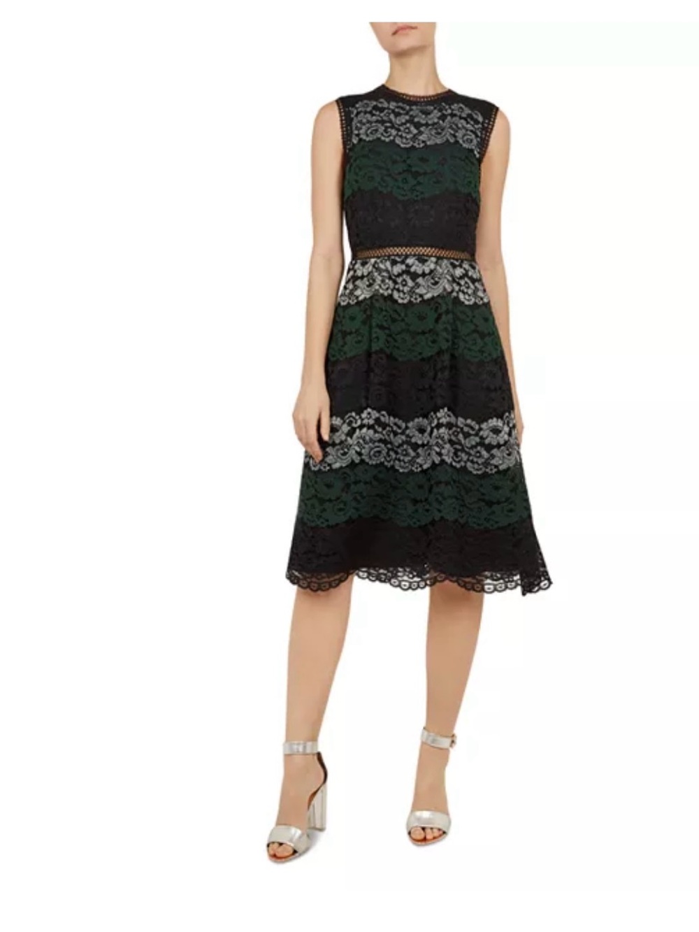 TED BAKER “INARRA” COLOUR BLOCK LACE DRESS 17” - 19” PTP